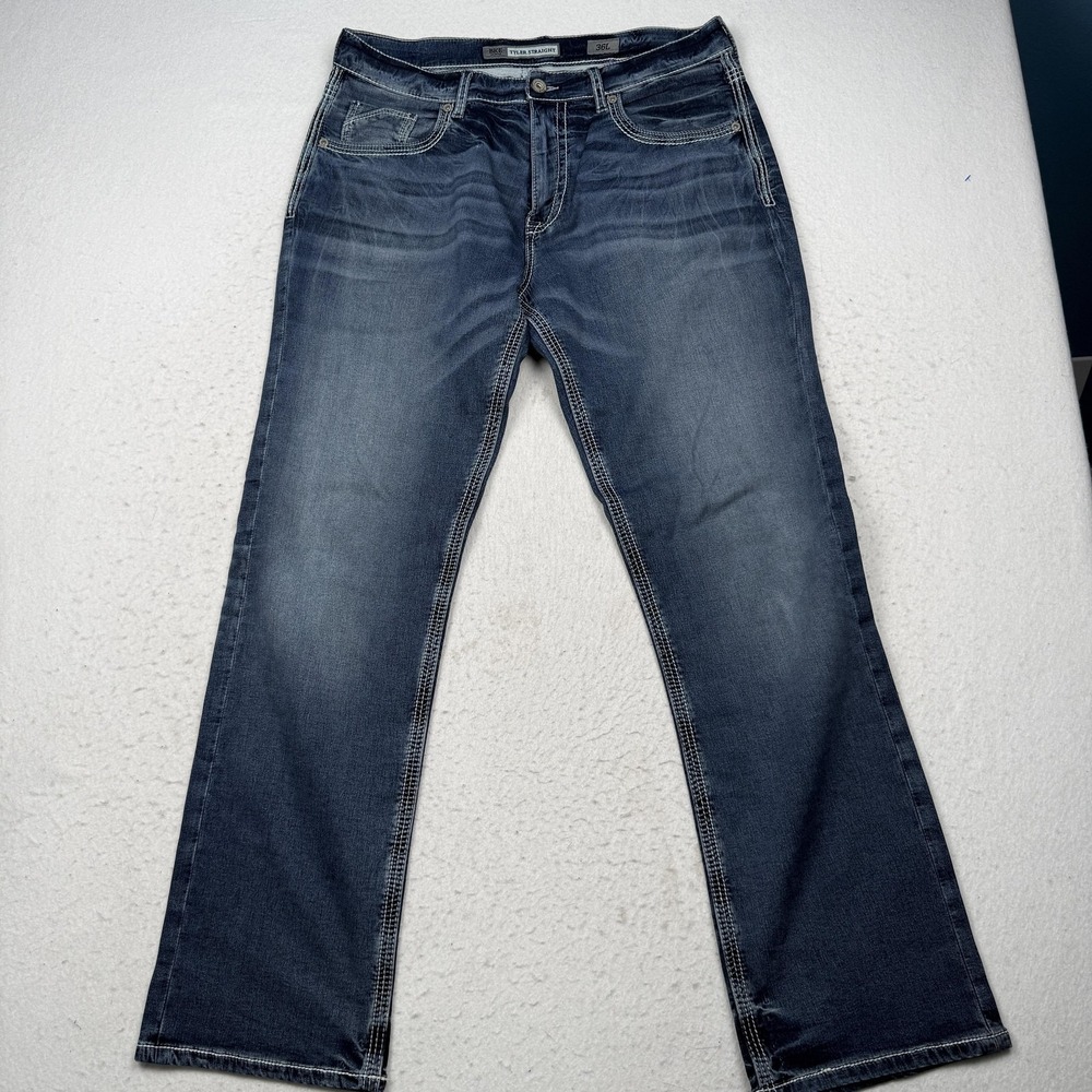 BKE Tyler Straight Jeans Mens 36x33 Blue Medium Wash Straight Leg Denim Pants
